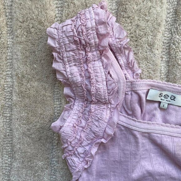 Sea Salome Vegetable Dye Pink Ruffle Tank | Women’s Size Small - Picture 6 of 6
